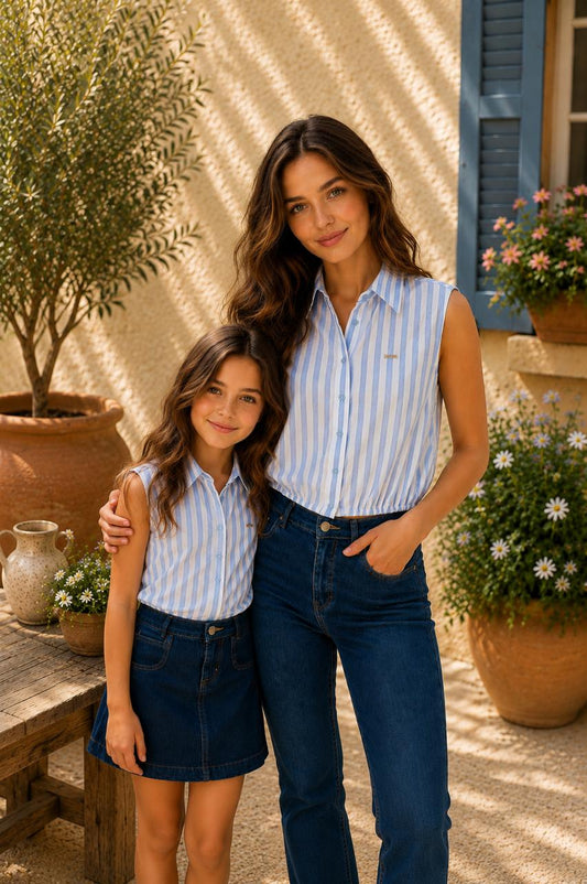 USPA Blue Stripped Top